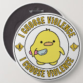 Funny Yellow Duck With Knife 缶バッジ (正面&裏面)