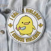 Funny Yellow Duck With Knife 缶バッジ (インサイチュ)