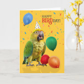 Funny Yellow Head Amazon Parrot Birthday Humor カード (黄色い花)