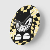 Funny Yellow Labubou-Inspired  ラウンド壁時計 (傾斜)