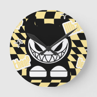 Funny Yellow Labubou-Inspired  ラウンド壁時計
