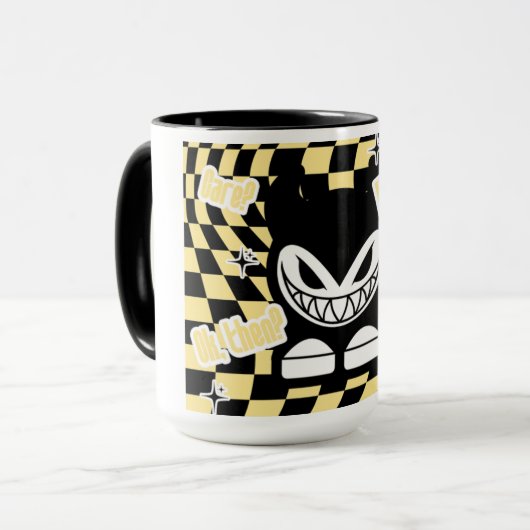 Funny Yellow Labubou-Inspired Mug | Cute Bold  マグカップ (正面左)