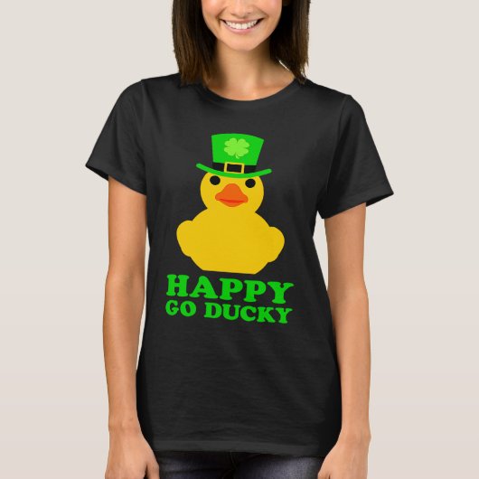 Funny Yellow Rubber Duck Leprechaun Hat St Patrick Tシャツ (正面)