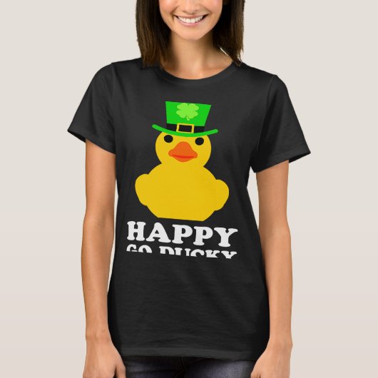 Funny Yellow Rubber Duck Leprechaun Hat St Patrick Tシャツ (正面)