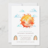 Funny Yellow Watercolor Sunshine Boho Baby Shower 招待状 (正面)