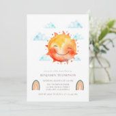 Funny Yellow Watercolor Sunshine Boho Baby Shower 招待状 (スタンド正面)