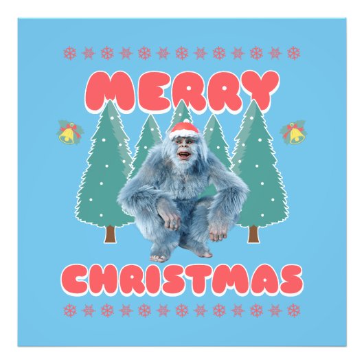 Funny Yeti - Merry Christmas フォトプリント (正面)