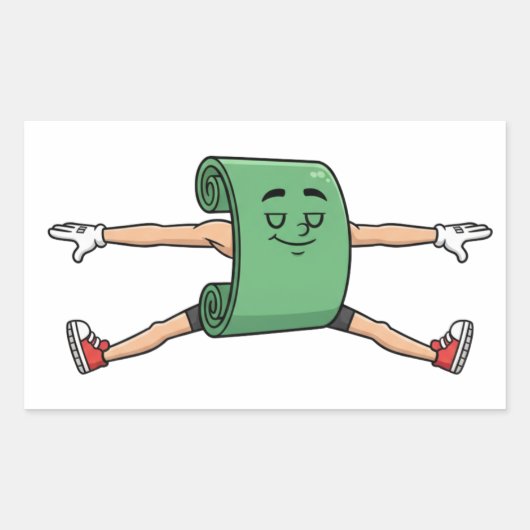 Funny Yoga Mat Cartoon Stretch Sticker 長方形シール (正面)