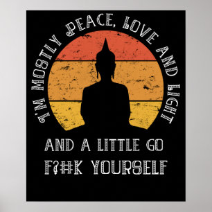 Funny Yoga Meditation I'm Mostly Peace Sarcastic ポスター