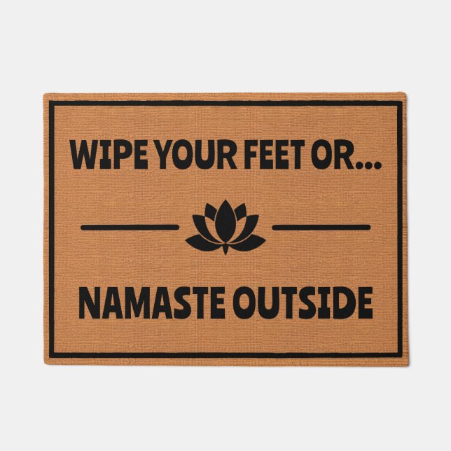 Funny Yoga Namaste Zen Humor Rustic Minimalist ドアマット (正面)