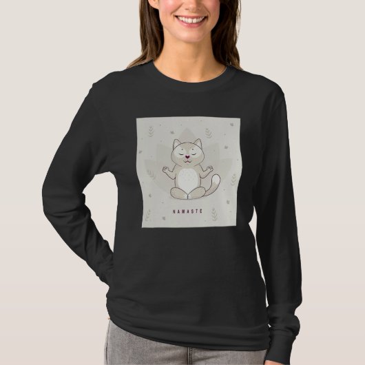 Funny Yoga pose meditation raccoon namaste lotus m Tシャツ (正面)