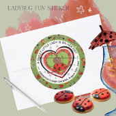 Funny Yoga Stretch Ladybug Heart Baby Shower  ラウンドシール