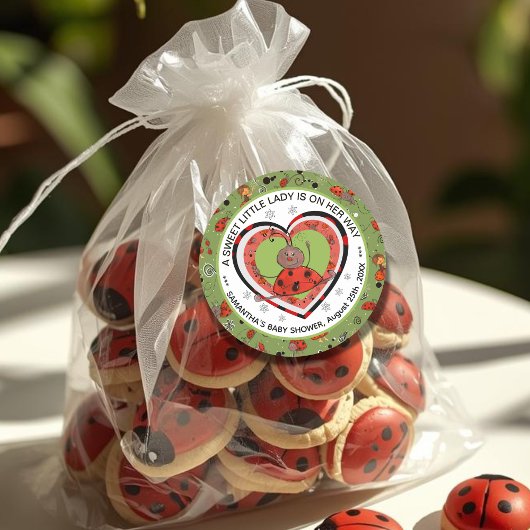Funny Yoga Stretch Ladybug Heart Baby Shower  ラウンドシール