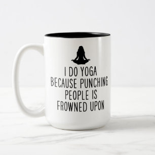Funny Yoga Teacher Gift I Do Yoga Because Punching ツートーンマグカップ