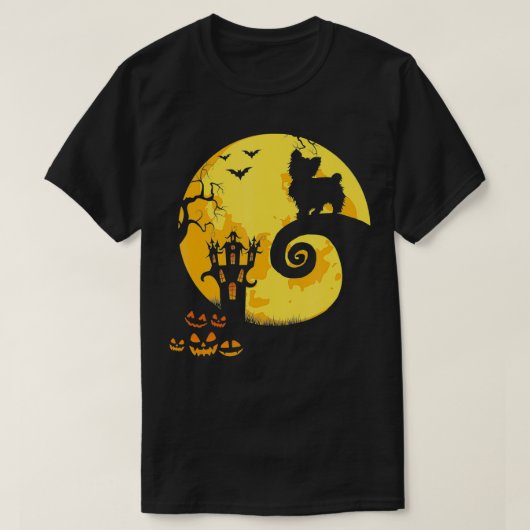 Funny Yorkie And Moon Halloween Costume  Tシャツ (デザイン正面)