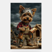 Funny Yorkie Construction Worker Poster – Playful  アクリルサイン (正面)