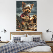 Funny Yorkie Construction Worker Poster – Playful  キャンバスプリント (インサイチュ (寝室))