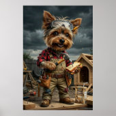 Funny Yorkie Construction Worker Poster – Playful  ポスター (正面)