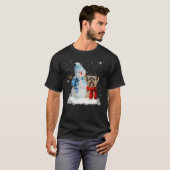Funny Yorkie Dog Christmas Snowman Christmas Pajam Tシャツ (正面フル)