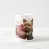 Funny Yorkie Valentine Mug | Adorable Yorkie Gift ボーンチャイナマグカップ (正面)