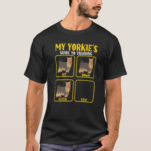 Funny Yorkie Yorkshire terrier dog training guide Tシャツ (正面)