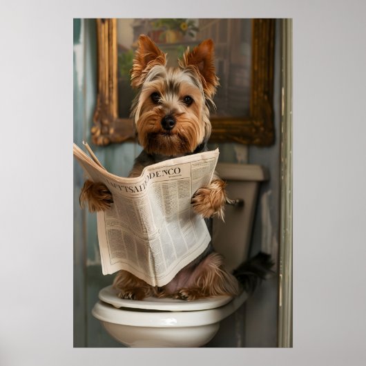 Funny Yorkshire Terrier Bathroom Print, Dog ポスター (正面)