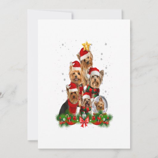 Funny Yorkshire Terrier Dog Christmas Tree Gift 案内状 (正面)