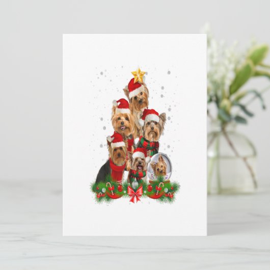 Funny Yorkshire Terrier Dog Christmas Tree Gift 案内状 (スタンド正面)
