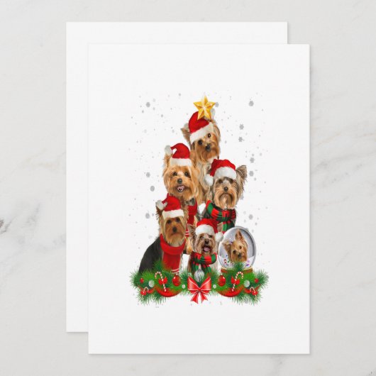 Funny Yorkshire Terrier Dog Christmas Tree Gift 案内状 (正面/裏面)