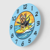 Funny Yorkshire Terrier Dog Theme Wall Clocks ラージ壁時計 (傾斜)