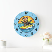 Funny Yorkshire Terrier Dog Theme Wall Clocks ラージ壁時計 (ホーム)