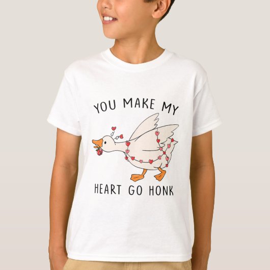 Funny You Make My Heart Go Honk Goose Heart Valent Tシャツ (正面)