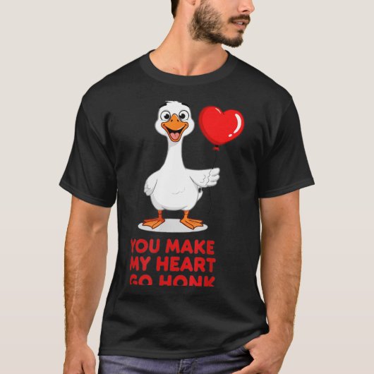 Funny You Make My Heart Go Honk Matching Valentine Tシャツ (正面)