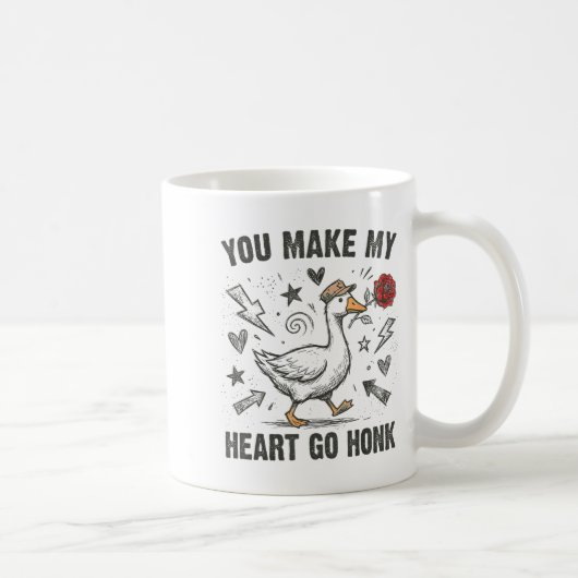 Funny You Make My Heart Go Honk Silly Goose Valent コーヒーマグカップ (右)
