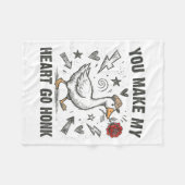 Funny You Make My Heart Go Honk Silly Goose Valent フリースブランケット (正面(横))