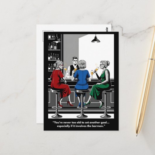 Funny "You're Never Too Old for New Goals" Card ポストカード (正面/裏面インサイチュ)