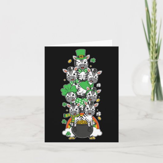 Funny zebra clover st patricks day womens mens kid カード (正面)