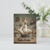 Funny Zen Chicken Cooking Scene ポストカード (スタンド正面)