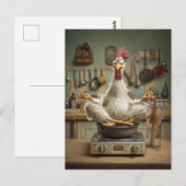 Funny Zen Chicken Cooking Scene ポストカード (正面/裏面)