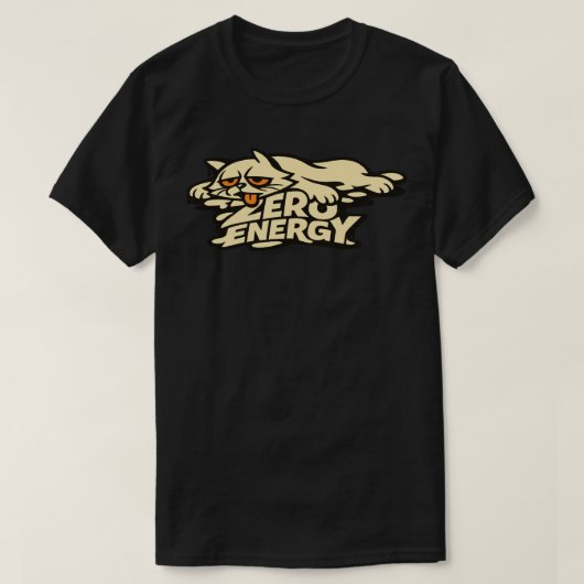 Funny Zero Energy Cat Melting Illustration Tシャツ (デザイン正面)