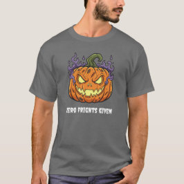 Funny 'Zero Frights Given' Spooky Pumpkin Cartoon Tシャツ