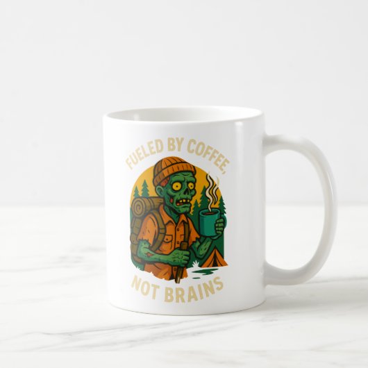 Funny Zombie Camper Fueled by Coffee Design コーヒーマグカップ (右)