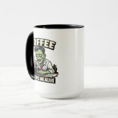 Funny Zombie Coffee T-Shirt – Coffee Keeps Me Aliv マグカップ (正面左)