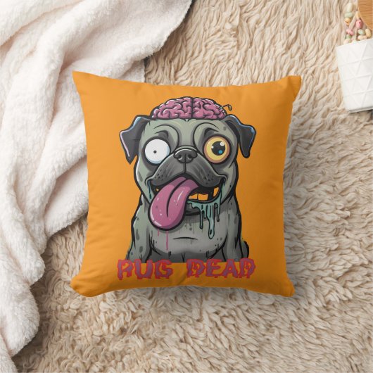 Funny Zombie Pug Graffiti クッション (ブランケット)