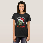 Funny Zombie Santa Christmas Tee Mens Womens Seaso Tシャツ (正面フル)