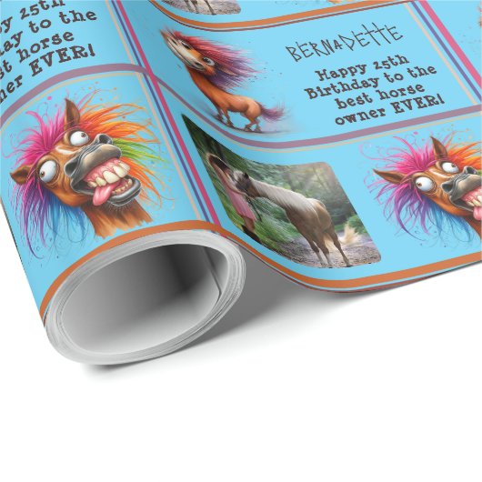 FunnyHorse誕生日写真名気持ち ラッピングペーパー (ロールコーナー)