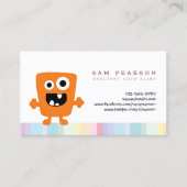 FunnyTitleかわいいオレンジ色のモンスターエイリアンキッズネームカード 名刺 (正面)