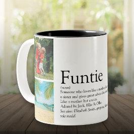 Funtieおばさんおばあちゃんの定義フォトコラージュ ツートーンマグカップ