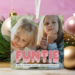 Funtie Auntieおもしろい写真クリスマス メタルオーナメント