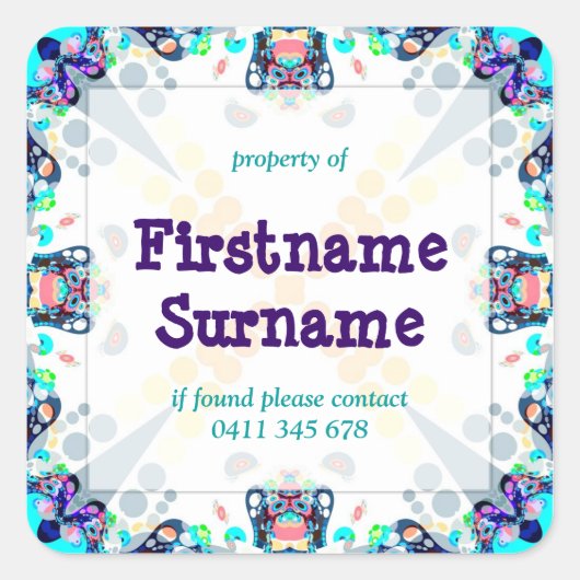 Funtimesプロパティ蔵書票スクエアラベルステッカー スクエアシール (正面)